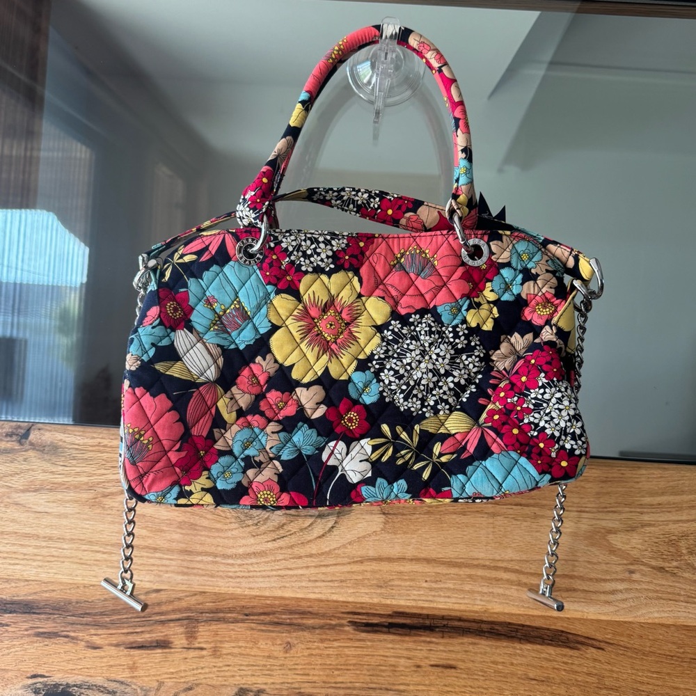 Vera Bradley Quilted Satchel Handbag Floral Print Shoulder Bag Retired